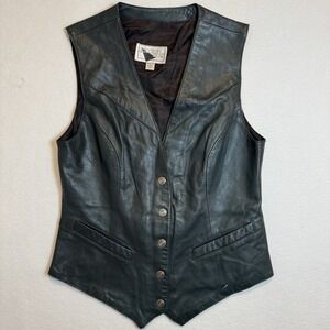 VTG Yucatán‎ Bay Leather Vest Women's Size M FOREST GREEN